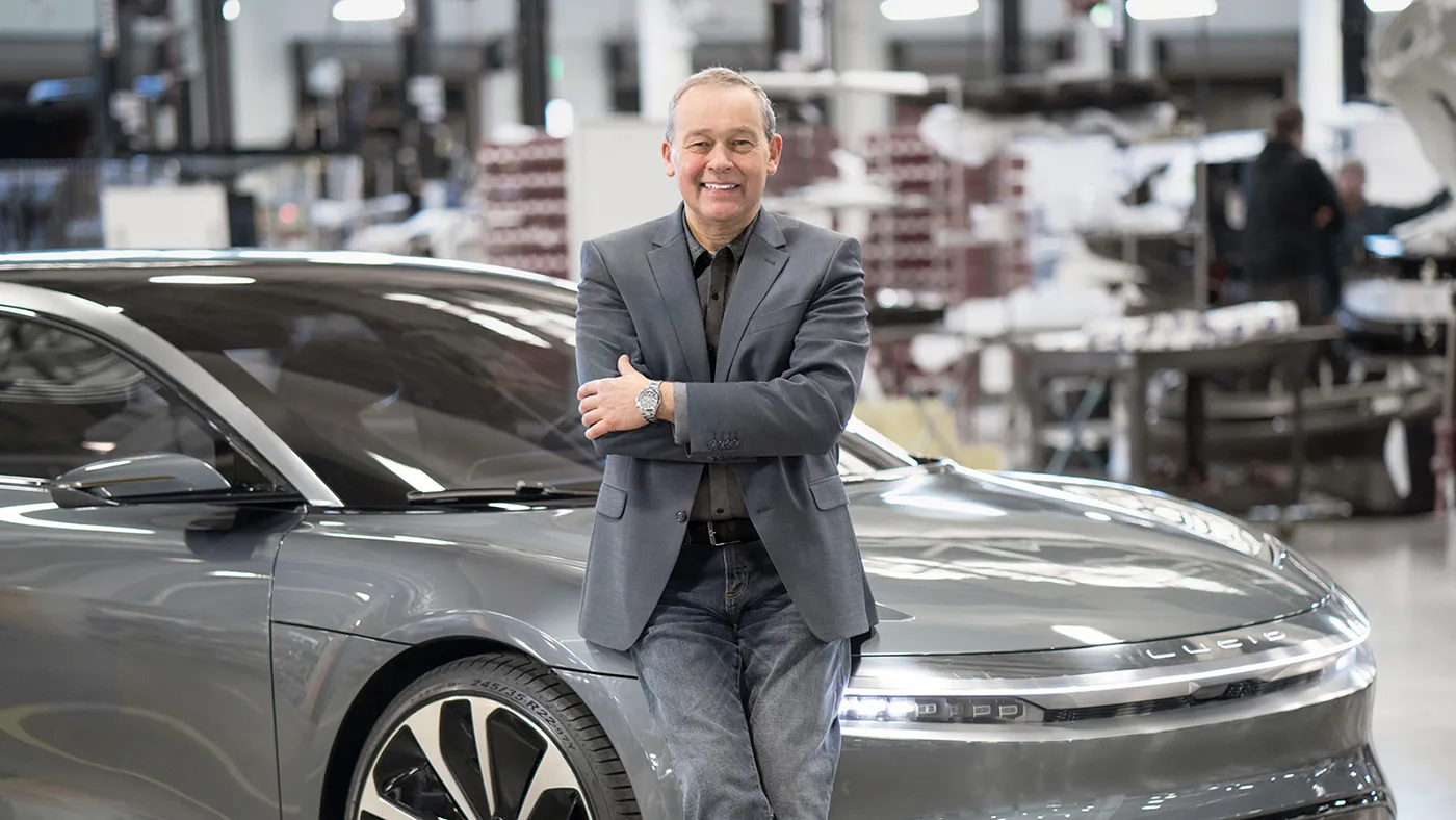 Peter Rawlinson and a Lucid Air
