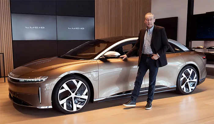 Peter Rawlinson and a Lucid Air
