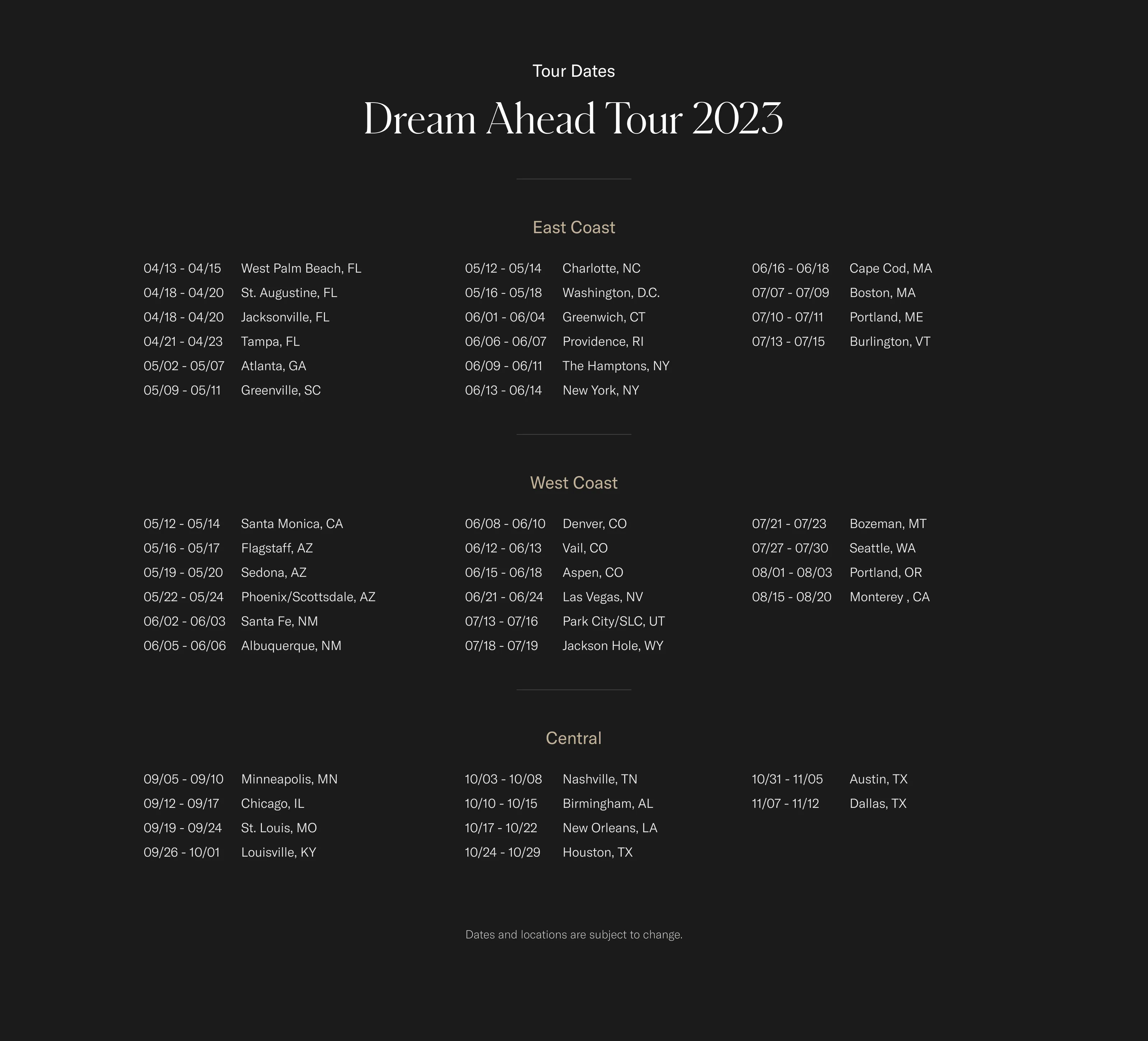 2023 Dream Ahead Tour